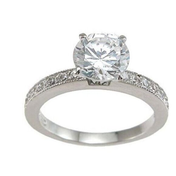 Womens Bridal 1.0 Ct 925 Sterling Silver Cubic Zirconia Promise Ring - Picture 1 of 1